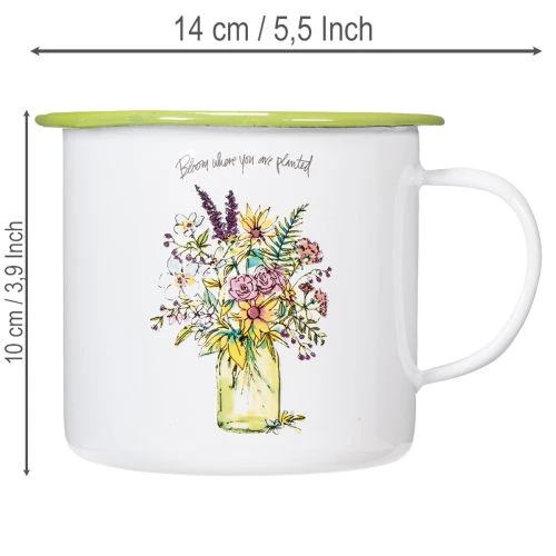 Deko Tasse Pflanztopf emailliert Ø11,5cm H10cm | Floristik21.de