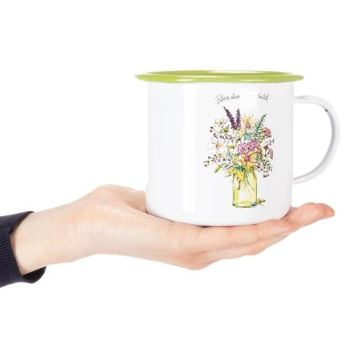 Deko Tasse Pflanztopf emailliert Ø11,5cm H10cm | Floristik21.de