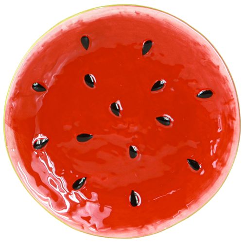 Floristik21 Deko Teller Handbemalt Wassermelone Keramik Set 16cm Bunt Sommer Party