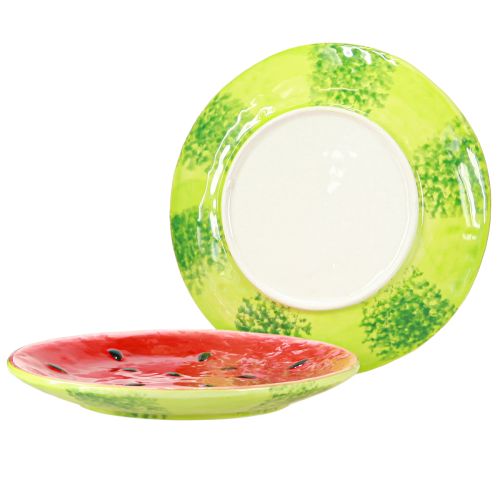 Artikel Deko Teller Handbemalt Wassermelone Keramik Set 16cm Bunt Sommer Party