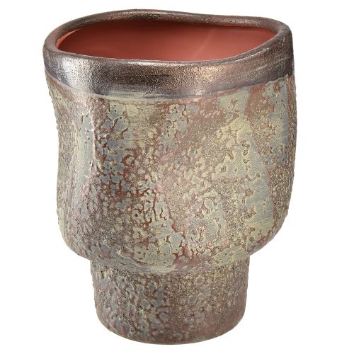 Floristik21 Keramik Deko-Vase im Metallic-Look, 16,5×20,5cm in Braun und Graublau
