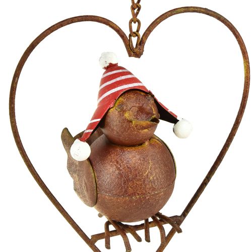 Floristik21 Deko Vogel Metall zum Hängen Gartendeko Rost Rot-Weiß 15×21cm 2St