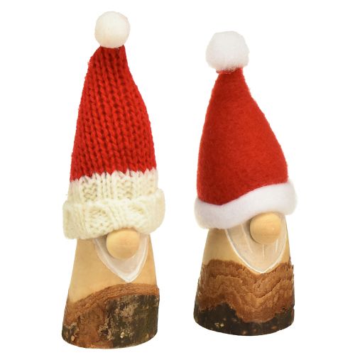Floristik21 Deko Wichtel Holz Weihnachtswichtel mit Mütze Rot Natur 10/12cm 4St