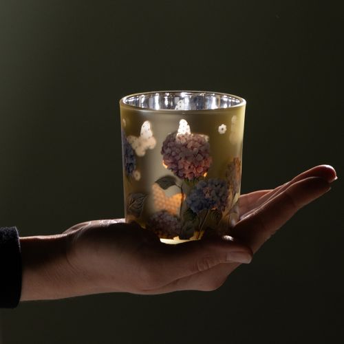 Artikel Deko-Windlicht mit Blütendesign aus Glas, goldverspiegelt, 8 cm hoch, 4er-Set