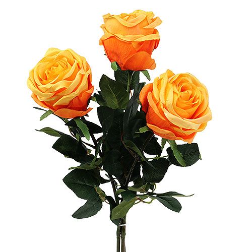 Ø8cm gelb-orange 45cm artplants Künstliche Rose SIMONY Plastik Blume 