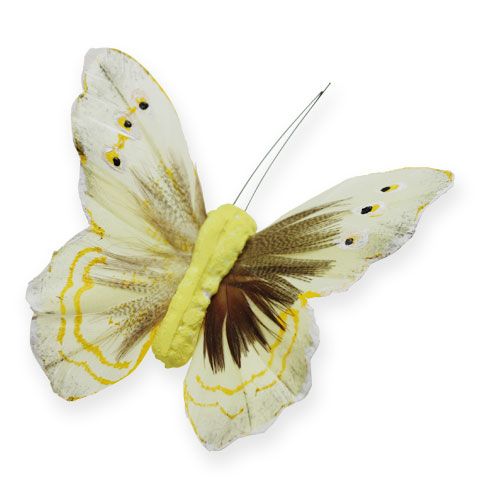 Deko-Schmetterling am Draht Gelb 8cm 12St