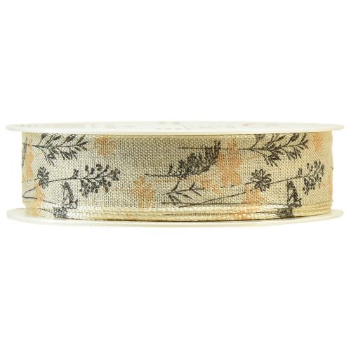 Artikel Dekoband Gräser und Blätter Leinenband Natur 25mm 18m