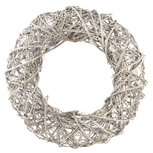 Dekokranz Holz Deko Rattan Natur Weiß Ø40cm H9,5cm - Vielseitig einsetzbar & stilvolle Raumakzent