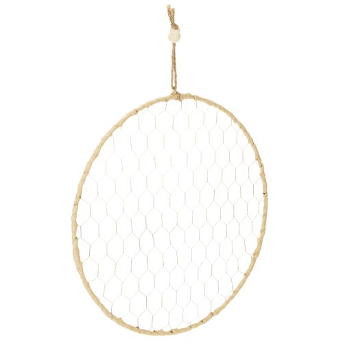 Floristik21 Dekoring Metall Ø38cm Hängedeko Raffia Silber Natur, Boho Wanddeko, Vielseitig Dekorierbar 4St