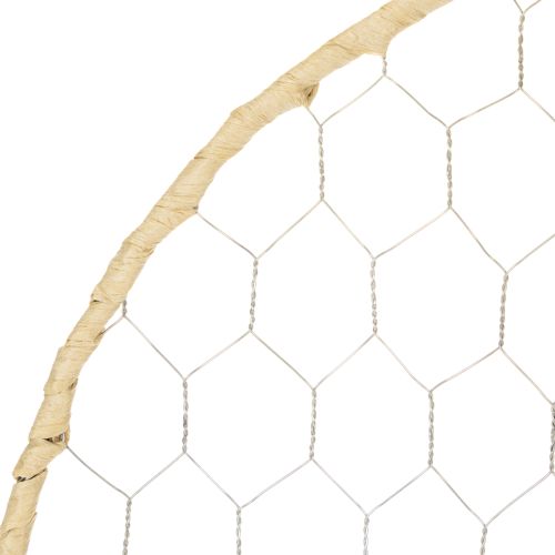 Artikel Dekoring Metall Ø38cm Hängedeko Raffia Silber Natur, Boho Wanddeko, Vielseitig Dekorierbar 4St