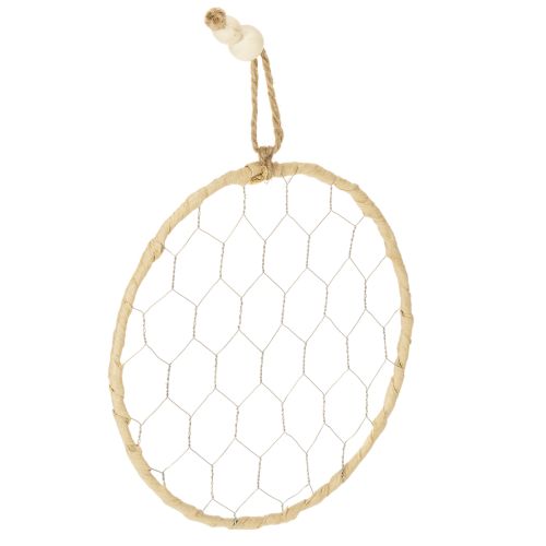 Dekoring Metall Raffia zum Aufhängen Ø20cm 4St Boho Wanddeko Fensterdekoration