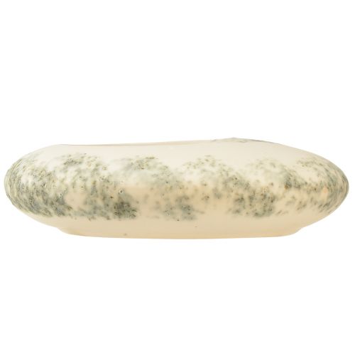Artikel Ovale Keramik-Dekoschale Creme Graugrün – Vielseitig und Stilvoll für stilbewusste Dekoration 19×14×5cm