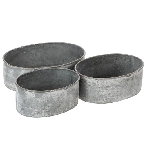 Dekoschale Metall Steckschale Oval Grau L22,5/19,5/16cm 3er-Set einkaufen | Floristik21.de