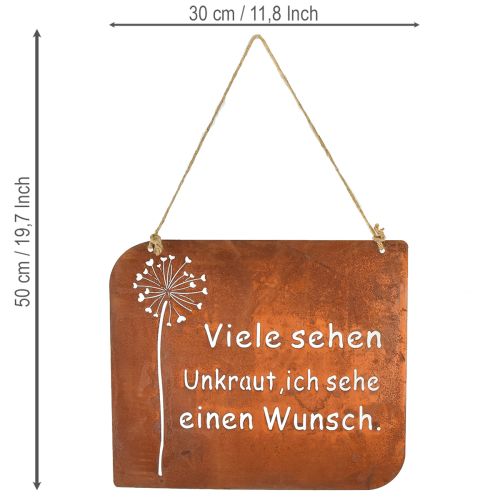 Deko Schild Metall mit Spruch Rost Pusteblume 35×30cm | Floristik21.de
