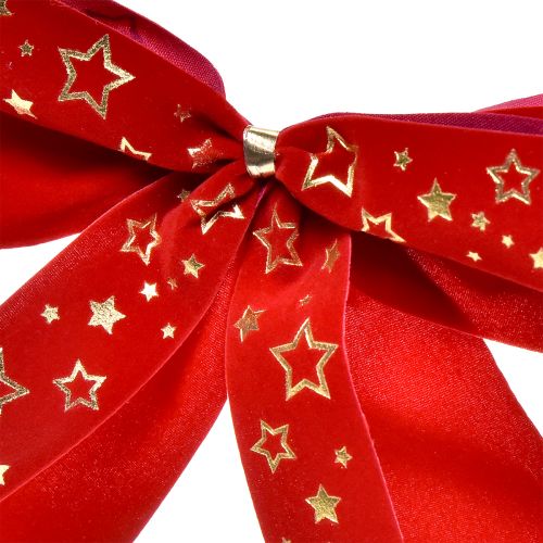 Artikel Dekoschleife 4cm breit Rote Weihnachtsschleife mit goldenen Sternen Handgefertigte Schleife 16×15cm 2St