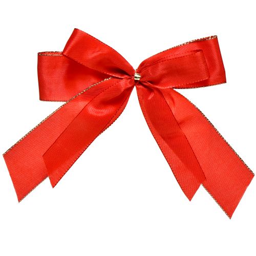 Dekoschleife Rote Schleife mit goldenem Rand – Elegante Weihnachtsdeko 4cm breit 15×21cm 10St einkaufen | Floristik21.de