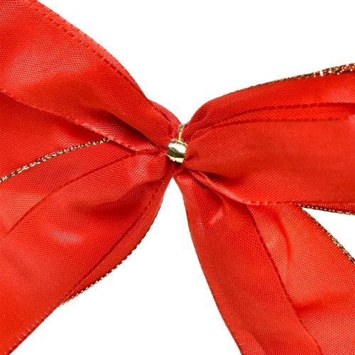 Dekoschleife Rote Schleife mit goldenem Rand – Elegante Weihnachtsdeko 4cm breit 15×21cm 10St | Floristik21.de