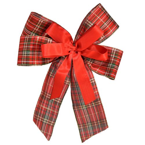 Dekoschleife Weihnachten Geschenkschleife Outdoor Rot Kariert 6cm breit 20×29cm 5St einkaufen | Floristik21.de
