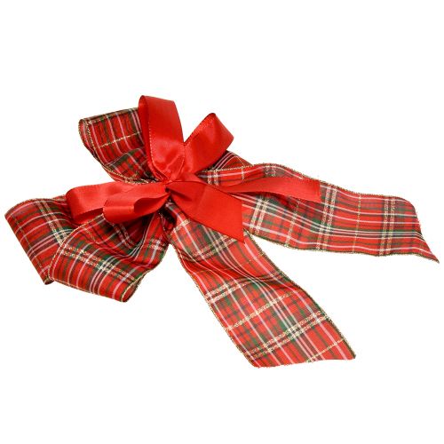 Dekoschleife Weihnachten Geschenkschleife Outdoor Rot Kariert 6cm breit 20×29cm 5St | Floristik21.de