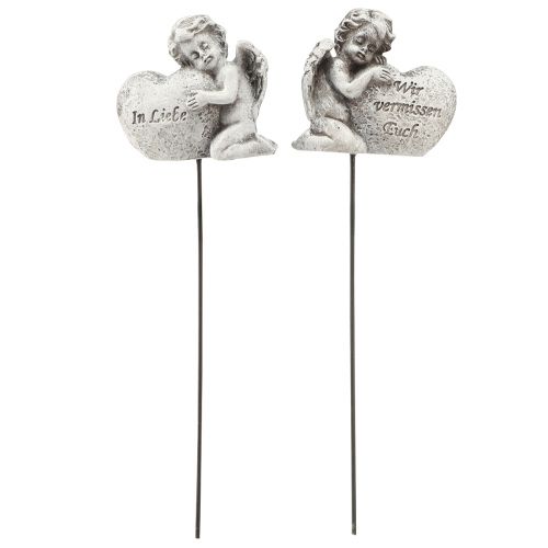 Artikel Dekostecker Engel mit Herz und Spruch Grabschmuck 5cm 6St