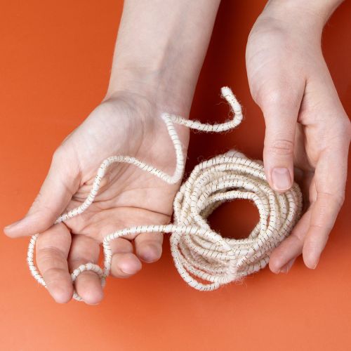 Artikel Wollkordel Weiß mit Goldfaden 5m x 5mm – Dekokordel mit Draht für Basteln und Floristik