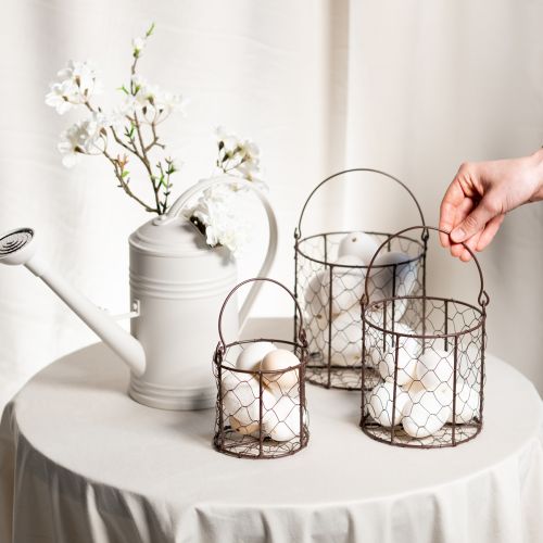 Artikel Drahtkörbe Set aus Metall für Küche, Garten und Dekoration 25 cm Braun