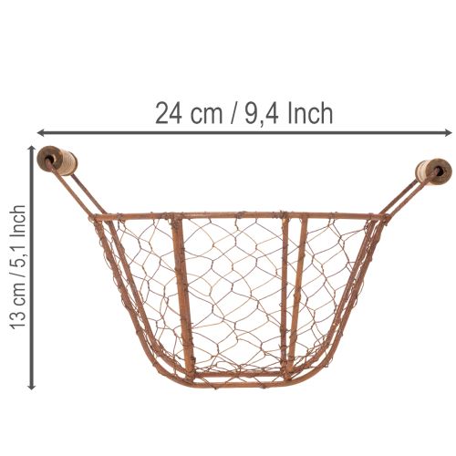 Drahtkorb Metall Korb mit Henkel Holz Rost Deko Ø18cm | Floristik21.de