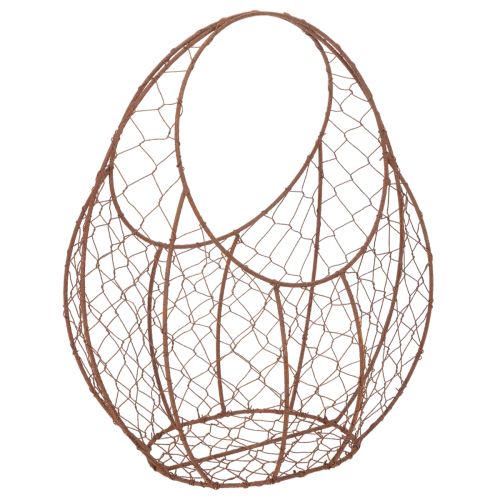 Drahtkorb, Pflanzgefäß aus Metall, Frühlingsdeko, Osterkorb Braun, Edelrost H34cm L30cm einkaufen | Floristik21.de
