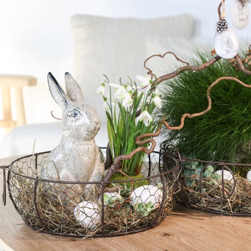 Floristik21 Drahtkorb Schale mit Henkel Braun Ø35/30/25cm 3er-Set Dekoration Aufbewahrung