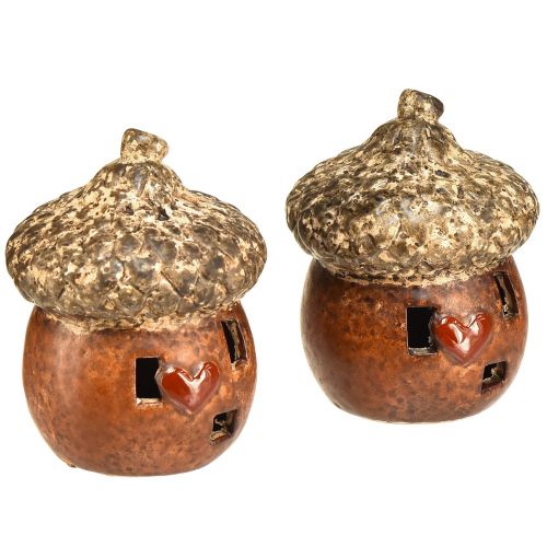 Artikel Eichel-mit Fenster und Herzdeko 9,8 cm – Stimmungsvolle Herbst- und Winterdekoration – 4St