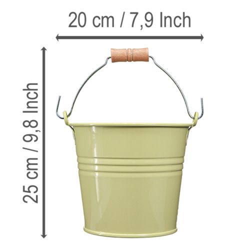 Artikel Metall Eimer Blumentopf Grüngelb 20x17,5x16cm 2St Dekoration
