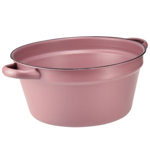 Floristik21 Metal Pflanzwanne mit Griff Rosa Ø22,5cm - Vielseitige Dekoschale für Haus & Garten