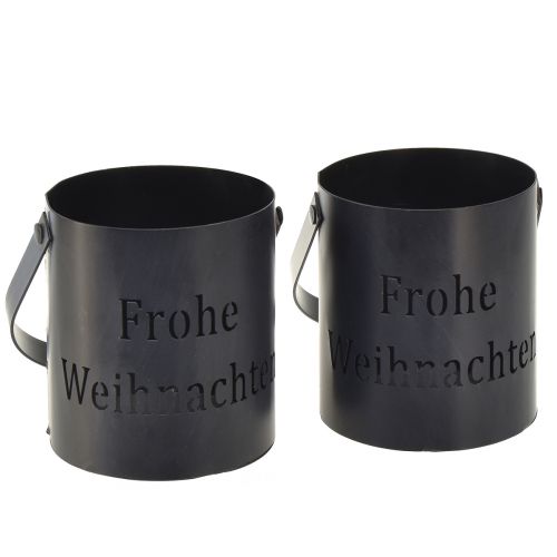 Floristik21 Windlicht mit Henkel Metall Frohe Weihnachten Ø10cm 2St