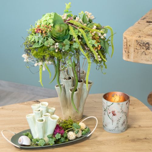 Artikel Glas-Windlicht im floralen Design 12,5 cm, 2er Set, beige