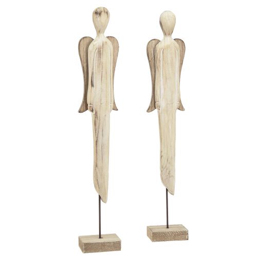 Floristik21 Engel Holz Figur Weihnachten Weiß gewaschen H46cm 2 St