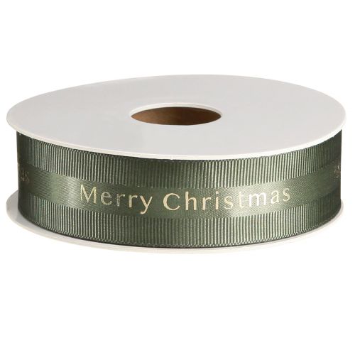 Artikel Festliches Weihnachtsband Dunkelgrün mit Goldschrift "Merry Christmas" 25mm 20m