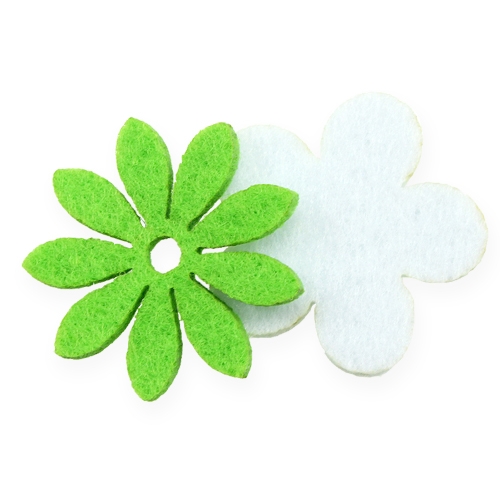 Floristik21 Filzblume zum Streuen Grün, Weiß 3,5cm 96St