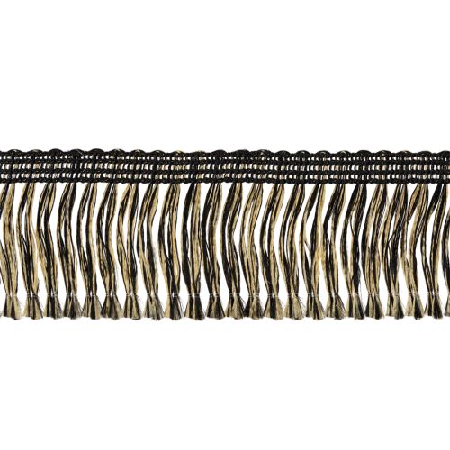 Artikel Fransenborte Schwarz Gold 4cm x 25m - Ideal für Kranzdeko, Trauerband & Vintage Accessoires