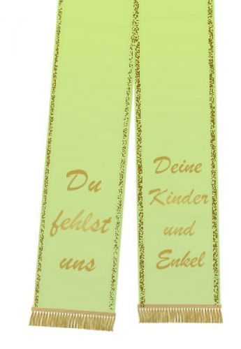Trauerband bedruckt 125mm x 75cm frühlingsgrün Trauerband bedruckt 125mm x 75cm frühlingsgrün