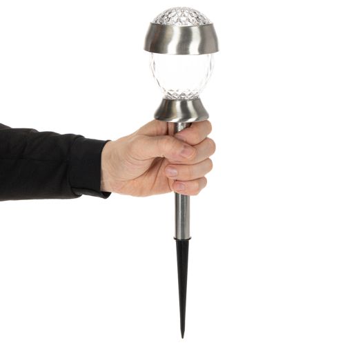 Artikel Solar-Kugelleuchte mit Erdspieß, 36 cm, Kunststoff, Silber, Set aus 4 Stück
