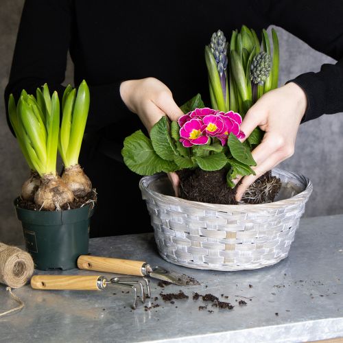 Artikel Geflochtener Blumenkorb aus Bambus 23cm, 6 Stück, zeitlos natürliche Deko