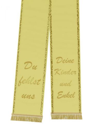 Trauerband bedruckt 125mm x 75cm gelb Trauerband bedruckt 125mm x 75cm gelb