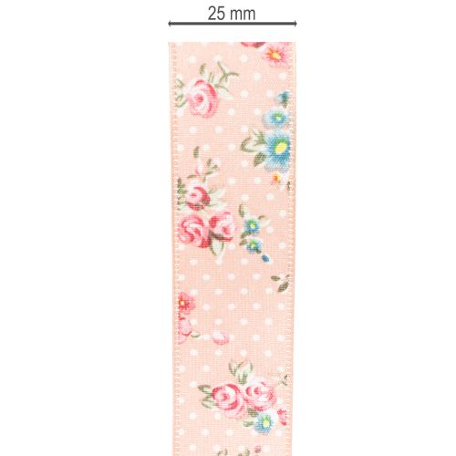 Artikel Florales Geschenkband Rosa mit Blumenmuster 2,5cm x 15m für Dekoration und Bastelprojekte