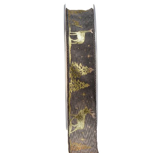 Geschenkband Weihnachten Braun Gold Hirsch B25mm L15m