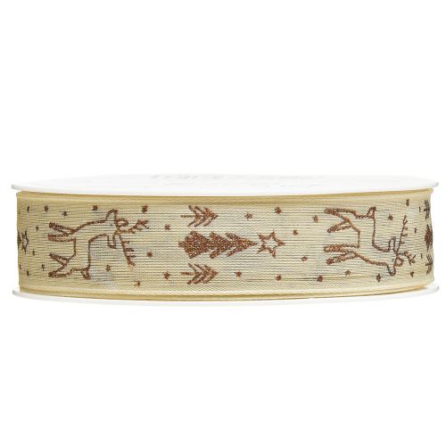 Artikel Geschenkband Weihnachten Rentier Creme Braun B25 L18m