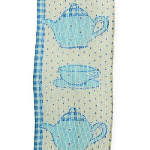 Floristik21 Dekorationsband mit Draht Blau 40mm 20m