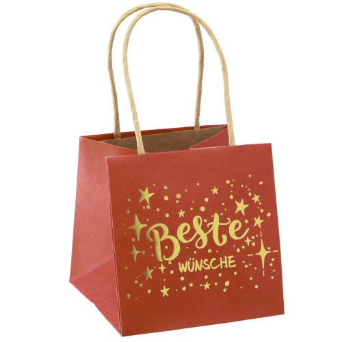 Floristik21 Geschenktüte mit Henkeln Geschenktasche Rot Gold 12×12cm 8 St