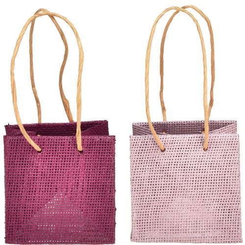 Floristik21 Geschenktüte mit Henkeln in Burgund Rosa 10,5cm 8 St