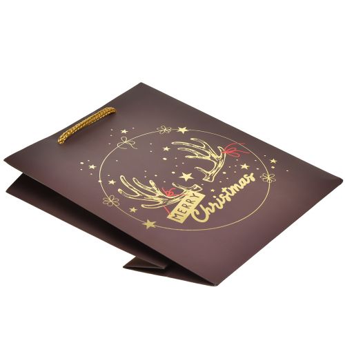 Artikel Geschenktüte Weihnachten Geweih Braun/Gold 18x10x23cm 2St