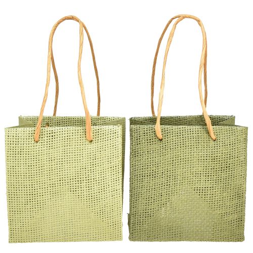 Floristik21 Geschenktüten mit Henkel Papier Folie Grün 10,5cm 12 St